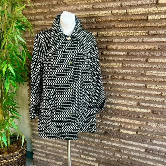 Charter Club Woman Navy Blue Polka Dot Casual Stretch Cotton Jacket Size 1X - Picture 10 of 10